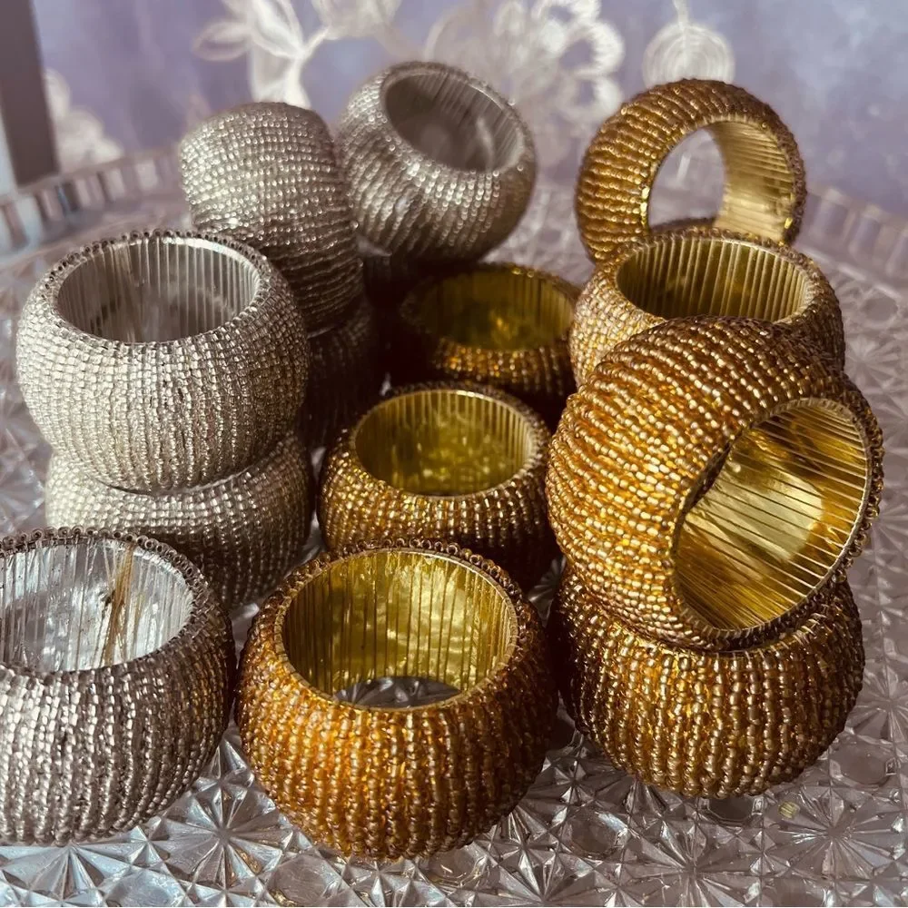 Z Gallerie Silver and Gold Beaded Napkin Holder 8 silver 8 gold